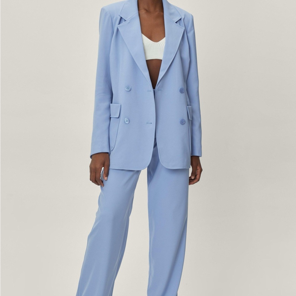 Nasty Gal Double Breasted Blue Blazer